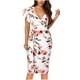 thumbnail image 1 of Vestidos fruncidos de cóctel de manga corta con volantes y cuello en V sólidos sexy para mujer Fridja  bnh5807, 1 of 8