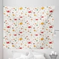 thumbnail image 1 of Cartoon Tapestry, Birds Swirls Flowers and Mini Hearts Nature Inspired Drawing Style Happy Animals, Fabric Wall Hanging Decor for Bedroom Living Room Dorm, 5 Sizes, Multicolor, by Ambesonne, 1 of 1