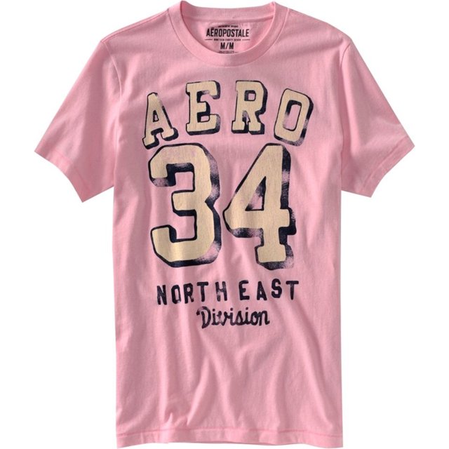 Aeropostale - Camiseta gráfica para hombre Aero #, rosa, XS