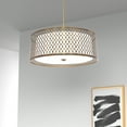thumbnail image 2 of 1015-22P-AGB-WH-Dainolite-Kordan - 22 Inch 3 Light Pendant   Aged Brass Finish with White Fabric Shade, 2 of 4