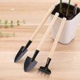 thumbnail image 2 of Gardening Tools Three-Piece Set Mini Garden Small Shovel/Rake/Spade Succulents Potted Planting Flowers loosening Shovel Thick Handle Wood 17-21.3cm, 2 of 4