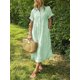 thumbnail image 2 of Vestido camisero chouyatou para mujer, verano, a rayas, midi, verde, 2 of 2