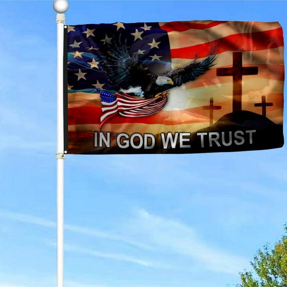 In God We Trust Eagle Christian Cross Grommet Flag Banner with Grommets 3x5Feet Man cave Decor