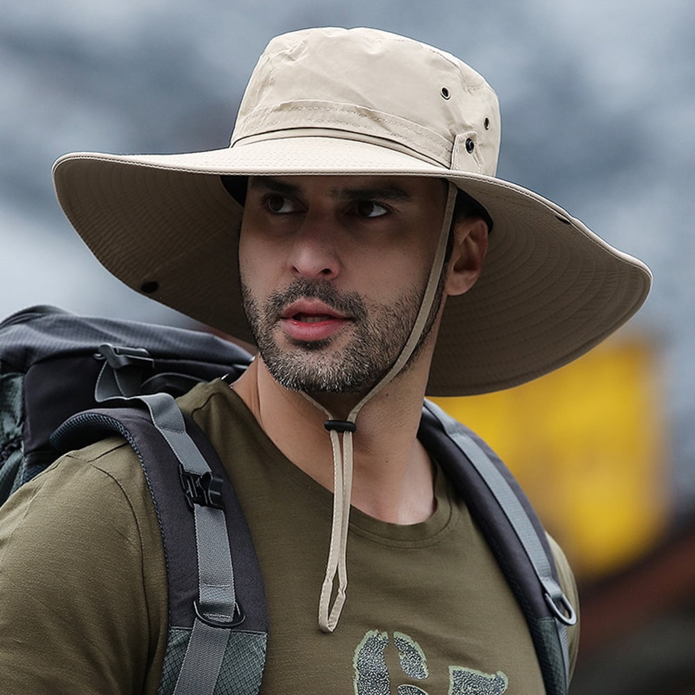 Men Sun Protection Caps Wide Brim Bucket Hat Breathable Outdoor Fishing Summer Sun Hat