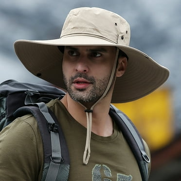 Cowin Sun Hat for Men Sun Protection Wide Brim Bucket Hat Waterproof Breathable Packable Boonie Hat for Fishing Khaki