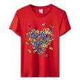 thumbnail image 5 of Women's T-shirts Women's Love Butterfly Printed Shirt Short Sleeve Round Neck T Shirt Fashion Top Lightweight Soft Casual Summer Clothing Clothes T-shirts, 5 of 5