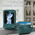 thumbnail image 5 of Zipper Back Wallet Case for Samsung Galaxy Z Flip 6, Detachable Card Slots Pocket Magnetic Classic Cover with Kickstand Shockproof Anti-Scratches Folding Case for Samsung Galaxy Z Flip 6, Green, 5 of 11