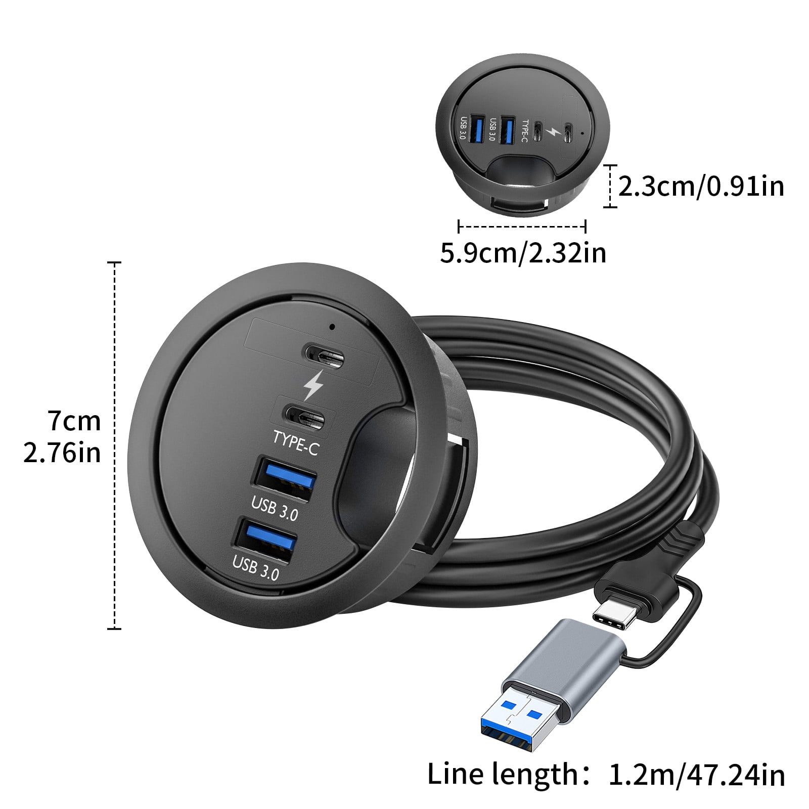 USB Docking Station USB Dock Laptop Docking Station Desktop Grommet Hole Desktop Cable Organization for PC Laptop