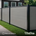 thumbnail image 2 of 4ft H x 6ft W WamBam Privacy Fence Panel, Composite Fence Kit with Aluminum Frame, Woodgrain Boards, No-Dig Install, UV Resistant Outdoor Fence for Backyard Patio or Pool, Slate Grey BLI19117, 2 of 10