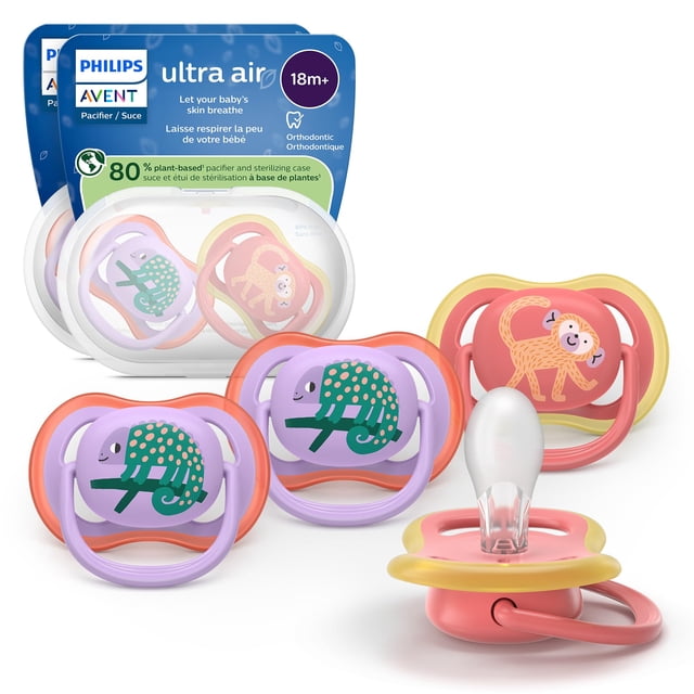 Chupete AVENT Ultra Air Ortodóntico de Silicona 18M+ Paquete de 4