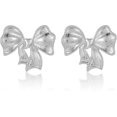 thumbnail image 1 of Pendientes de arco para mujer Pendientes de arco de plata Pendientes de cinta Pendientes colgantes de arco largo Joyería de arco de plata Pendientes de arco Studs de oro, 1 of 4
