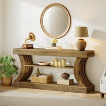 Tribesigns 70.9 in. Brown Farmhouse Rectangle Wood Console Table with 3 Storage Shelves