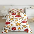 thumbnail image 2 of Manfei Cartoon Rugby Football Queen Comforter Set, Gold Graffiti Stars Print Bedding Sets, Teens Kids Boys Girls Reversible Bedding Comforter Set, Lightweight Room Decor, 3-Piece, 2 of 8