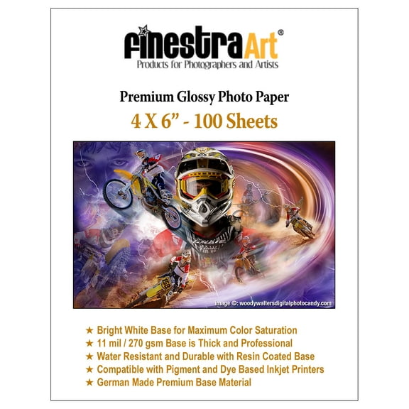 4" X 6" Premium Glossy Inkjet Photo Paper - 100 Sheets