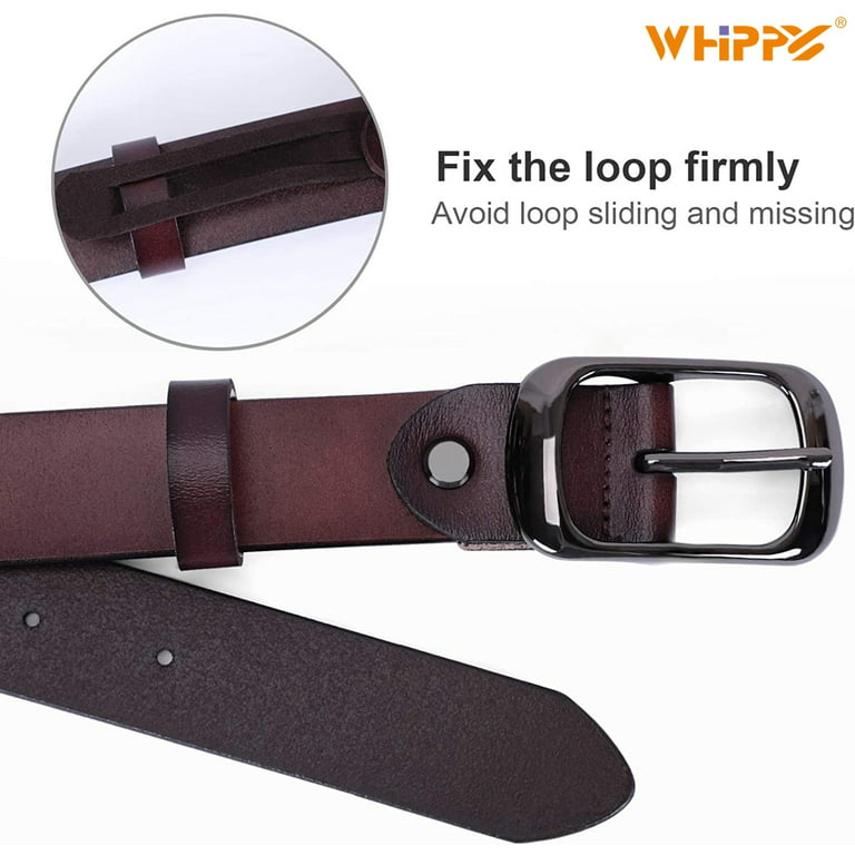 WHIPPY Women Leather Belt with Pin Buckle, Plus Size Waist Belt for Jeans  Pants