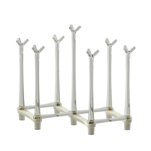 Homelife Retractable Cup Holder Rack Plastic Non-slip Bottom Mug Tree Stand for Draining Glass And Sports Bottles 7 Seat Brackets Foldable Design Space-saving Organizer for Kitchen