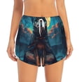 thumbnail image 2 of Yiaed Starry Sky Moon Wolf Leader Print Women's Running Shorts with Liner 3 Zipper Pockets Elastic Workout Athletic Gym Yoga Shorts-Small, 2 of 7