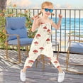 thumbnail image 3 of Girls' Jumpsuits Rompers Summer Casual Sleeveless Rompers With Pockets Spaghetti Strap Romper Cute Mushroom Pattern with Daisies 6T, 3 of 5