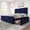Full Blue flannel, variant on Full Size Bed Frame with 4 Storage Drawers and Headboard, Blue, Velvet Fabric, Wooden Slats Support, Button Tufted Design, No Box Spring Needed, Upholstered Platform Bed Frame