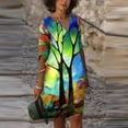 thumbnail image 2 of Vestido HUOGUO, de moda casual, con cuello en V, estampado holgado, para mujer, 2 of 3