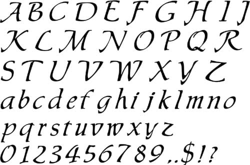 Calligraphy Alphabet Delta Stencils 