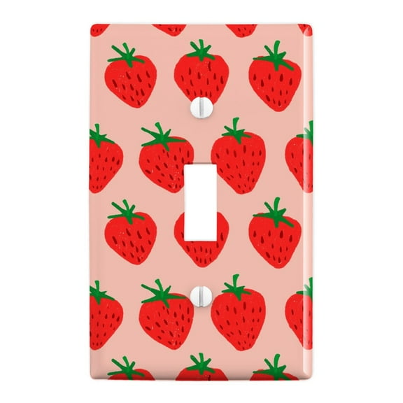 Cute Strawberry Strawberries Pattern Sketchy Plastic Wall Decor Toggle Light Switch Plate Cover
