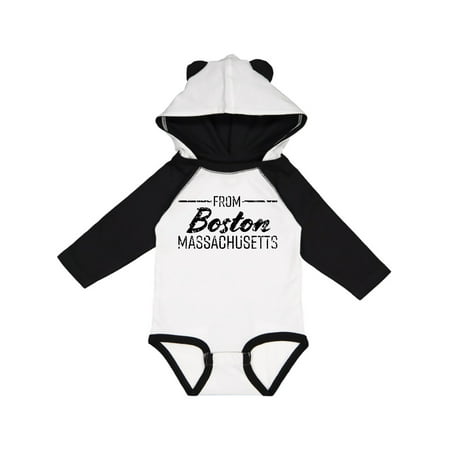 

Inktastic From Boston Massachusetts in Black Distressed Text Gift Baby Boy or Baby Girl Long Sleeve Bodysuit