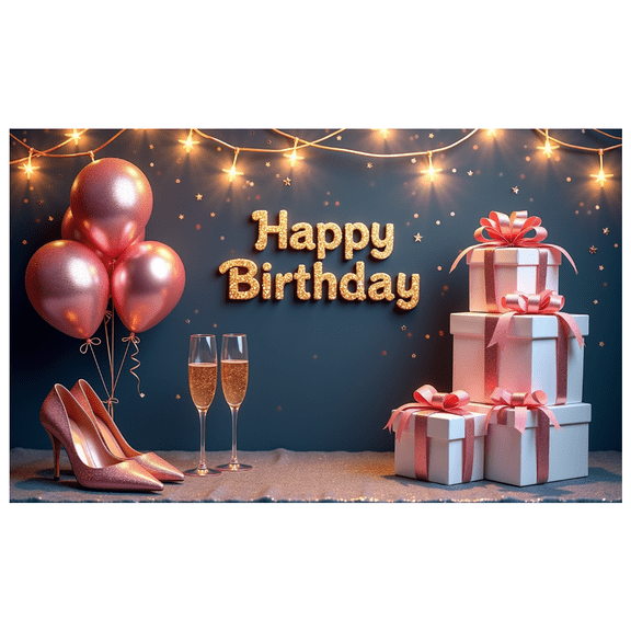 Yatrandify Glittering Design Birthday Party Banner with Presents for Celebration Indoor Decoration