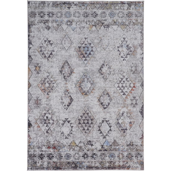 Feizy Armant Traditional Moroccan, Gray/Taupe/Blue, 9'5" x 12'5" Area Rug Stain Fade Resistant Pet & Kid Friendly Bohemian & Eclectic Diamond Floor Rug for Living room Bedroom
