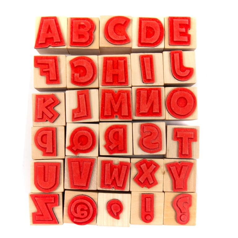 Hello Hobby Wooden Stamp Set with 30 Letters and Symbols for