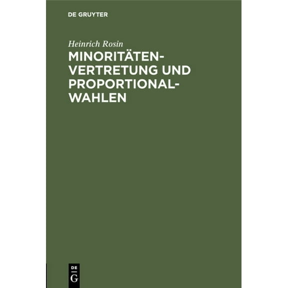 Minoritätenvertretung und Proportionalwahlen, (Hardcover)