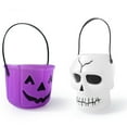 thumbnail image 4 of Plastic Pumpkin Bucket, Pumpkin Candy Bucket with Handle, Halloween Buckets for Kids Party Favors Supplies, Trick or Treat Bucket, Jack O Lantern Bucket, Pumpkin Pail, Halloween Decor, 7.1", Purple, 4 of 9