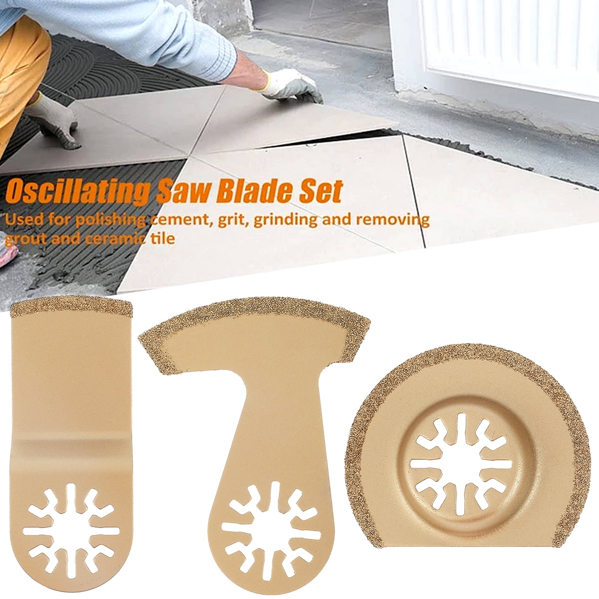 4pcs Mixed Carbide Oscillating Multi Tool Saw Blades For Tile Grout Concrete 