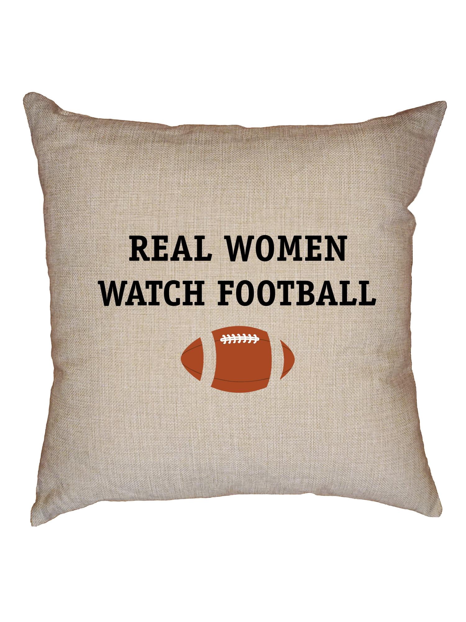 Real Women Watch Football - Classic Decorative Linen Throw Cushion Pillow Case with Insert