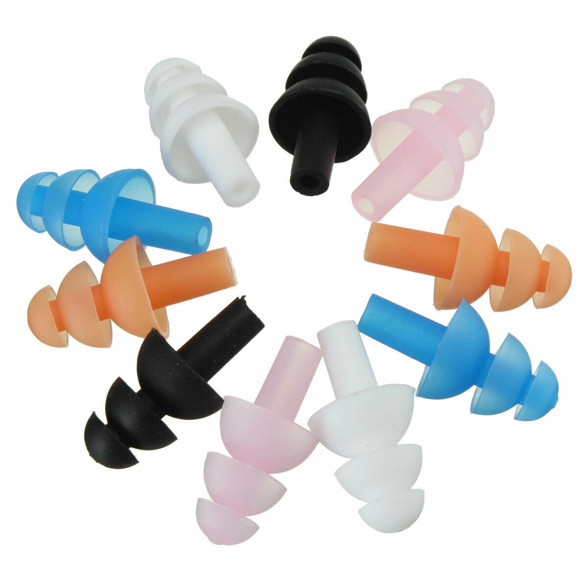 TekDeals 10 Pairs of Reusable Soft Silicone Earplugs Swimming Sleeping Noise Reduction