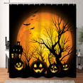 thumbnail image 3 of SUNOLIFE Halloween Shower Curtain Spooky Pumpkin Waterproof Fabric Bathroom Curtain 72x72 in, 3 of 4