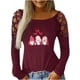 thumbnail image 2 of ICHUANYI Clearance Women's Sexy Off Shoulder Valentine's Day Printed Long Sleeve Hot Drilling Hollow Out T-shirt Blouse Tops ICHUANYI "ICHUANYI", 2 of 7