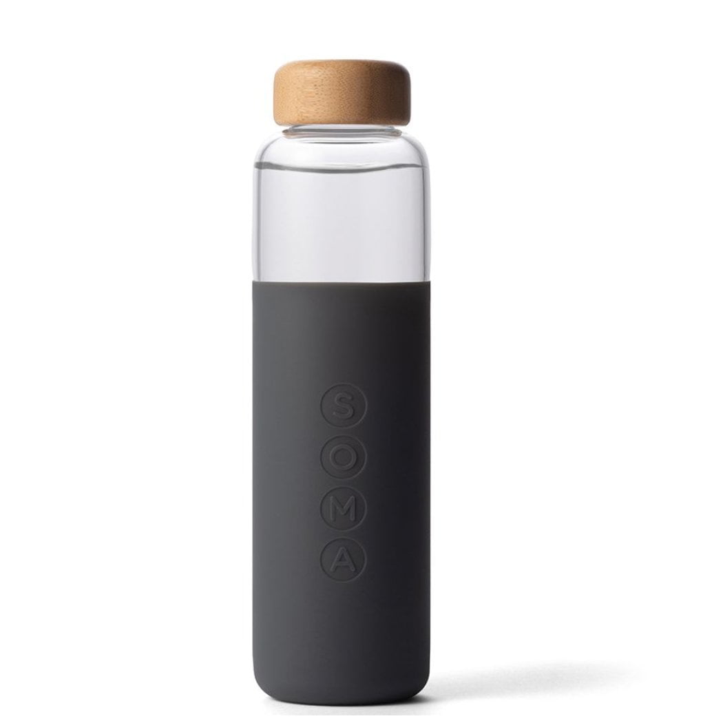 Soma BPA-Free Glass Water Bottle with Silicone Sleeve Gray 25oz 