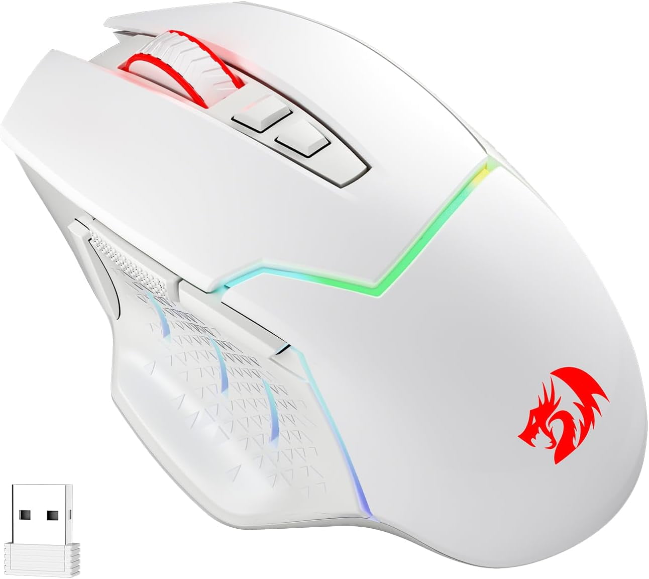 Redragon M690 PRO Wireless Gaming Mouse 8000 DPI Wired Mouse Rapid Fire Key 8 Macro Buttons for PC/Mac/Laptop, Black/White Mouse