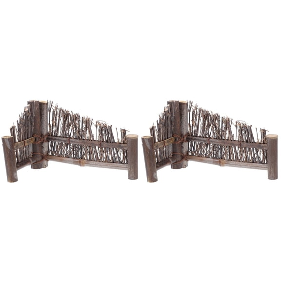 Set 2 Natural Mini Fence Decor DIY Materials Plates Japanese Sushi Lattice Panels Screen Ornaments Wood Bamboo