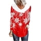 thumbnail image 1 of Camiseta de manga larga con cuello en V suelta con estampado de copos de nieve de Navidad informal para mujer Top Fridja  FKASFK3369, 1 of 4