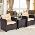 thumbnail image 3 of IdealHouse 3 Pieces Patio Furniture Set, PE Rattan Wicker 3 Pcs Outdoor Sofa Set w/Washable Cushion and Tempered Glass Tabletop, Conversation Furniture for Garden Poolside Balcony (Beige), 3 of 9