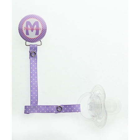 Personalized Name Unisex Polka Dot Pacifier Clip