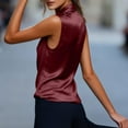 thumbnail image 5 of Women's Sleeveless Silk Satin Blouse, Casual V Neck Tank Top for Business, Office, and Dressy Summer Wear,Wine,S, 5 of 7