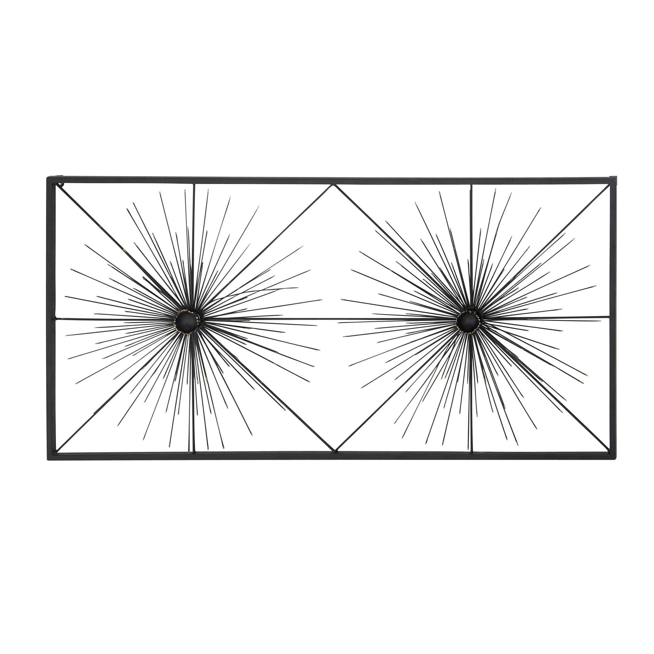 DecMode Black Metal Sea Urchin Starburst Wall Decor with Black Frame