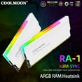 thumbnail image 3 of 5V-3PIN ARGB DDR Memory RAM Cooler Aura Sync Memory Cooling Vest with Thermal Silicone Pad for Desktop Computer PC Memory Grey, 3 of 6