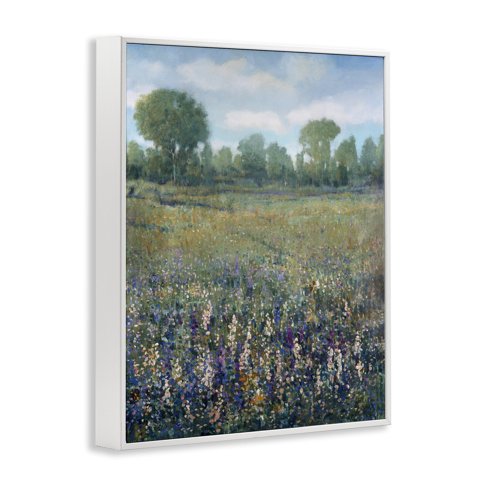 Stupell Industries Lilac & Wildflower Fields Landscape Painting White Framed Art Print Wall Art, 16 x 20