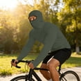 thumbnail image 5 of Mrmaere Men's UPF 50+ Sun Protection Full Face Cover Hoodie Pullover Long Sleeve Outdoor Hiking Shirt Army Green XL, 5 of 7