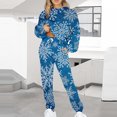 thumbnail image 2 of Elainilye Fashion Tracksuit Sets Womens 2 Piece Sweatsuit Casual Print Long Sleeve Round Neck Sweatshirt Top and Pants Set,Blue, 2 of 5