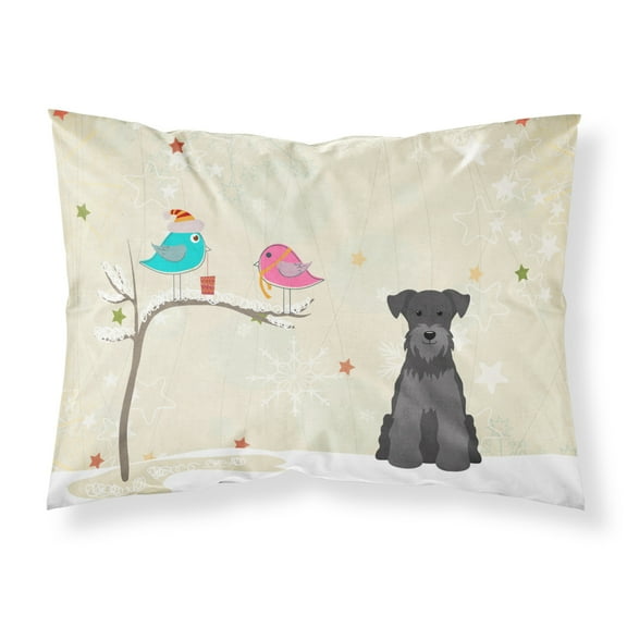 Christmas Presents between Friends Schnauzer - Black Fabric Standard Pillowcase